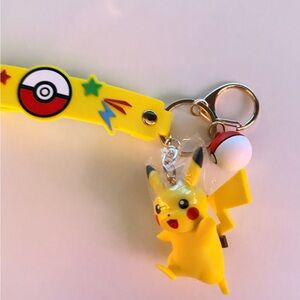 Pikachu Yellow Keychain with Poké Ball Charm